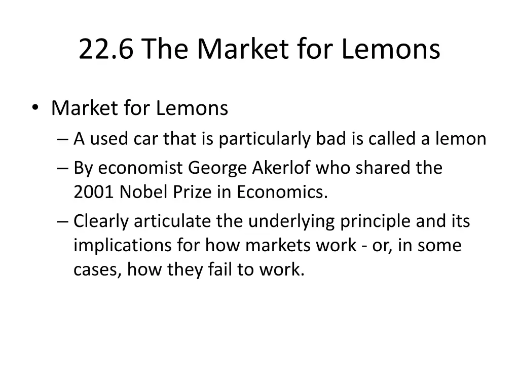 22 6 the market for lemons