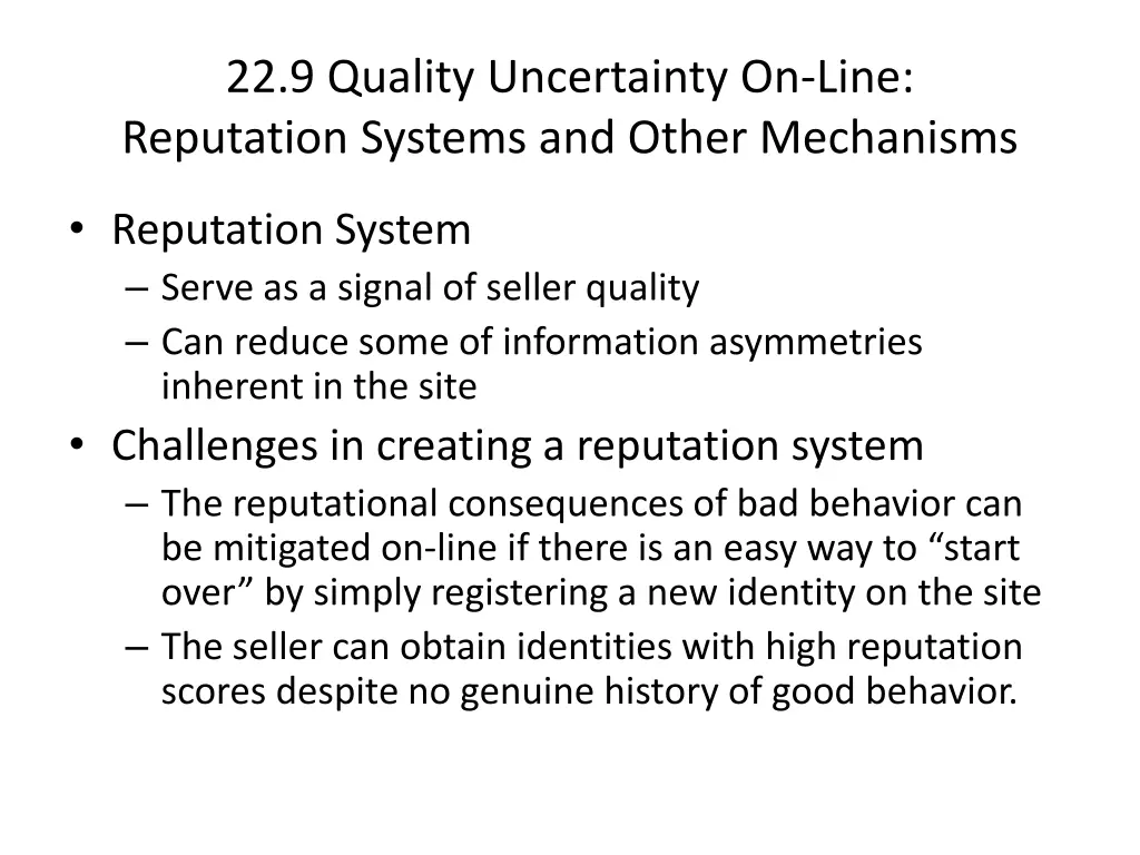 22 9 quality uncertainty on line reputation