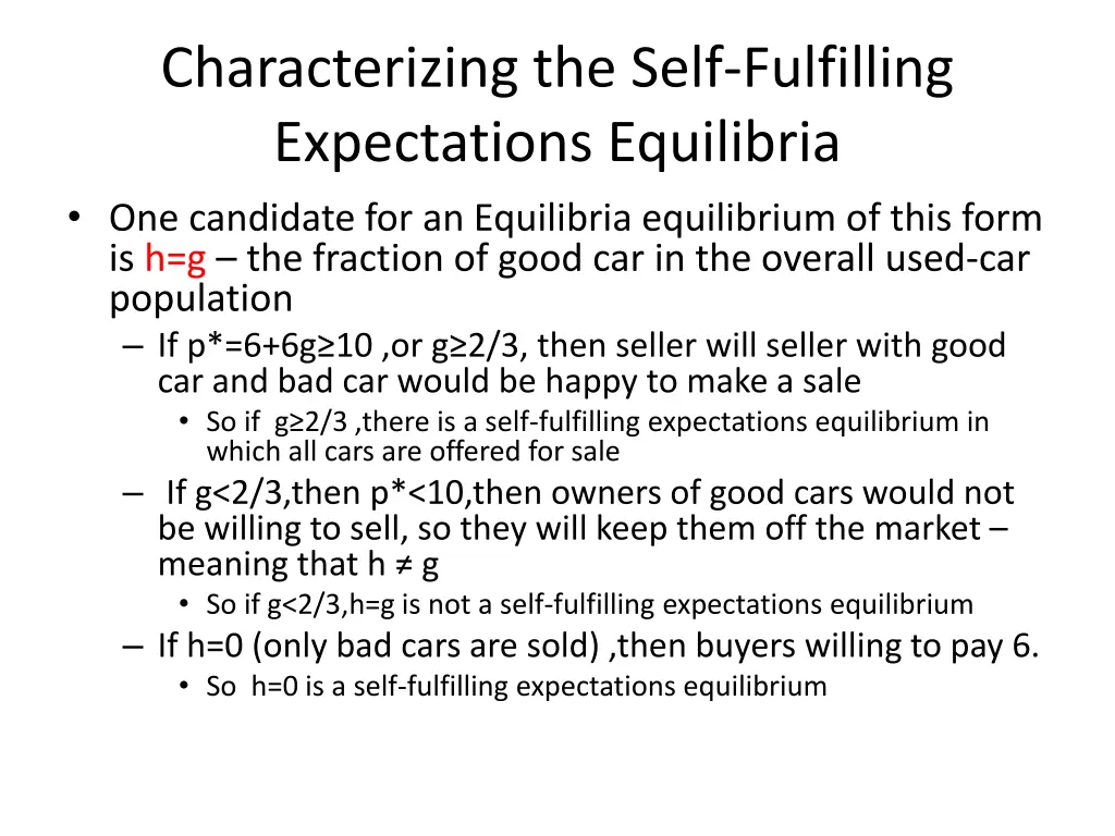 characterizing the self fulfilling expectations