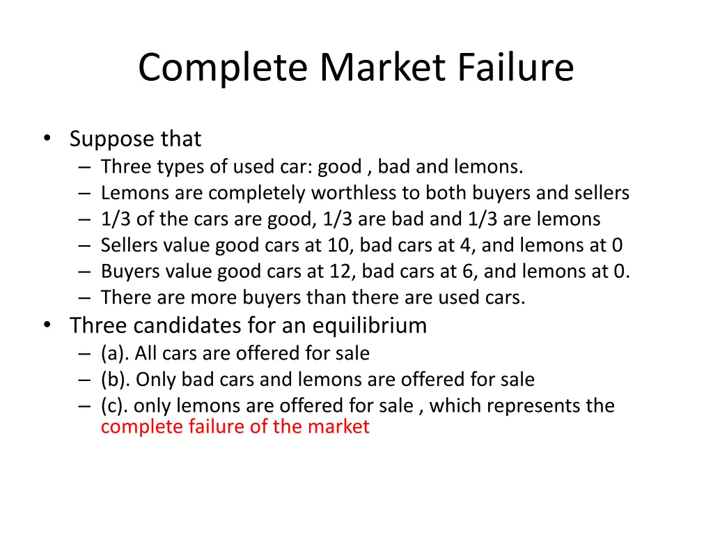 complete market failure