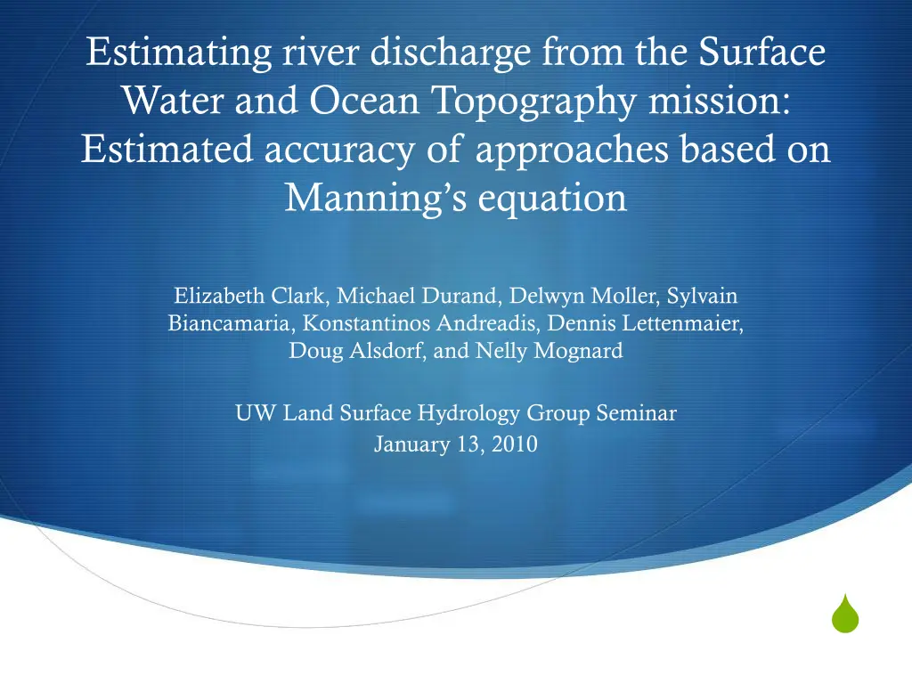 estimating river discharge from the surface water