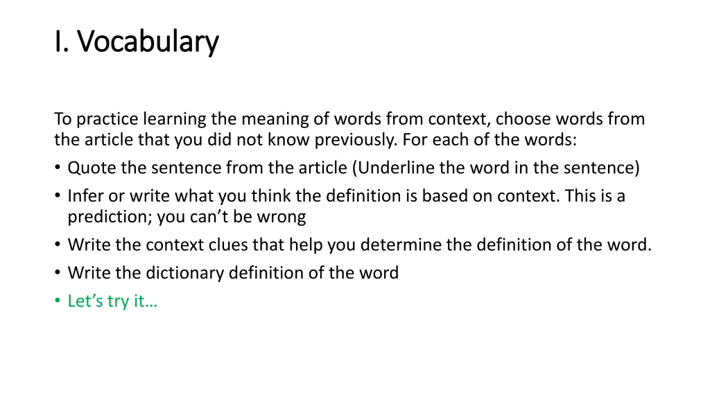 i vocabulary i vocabulary