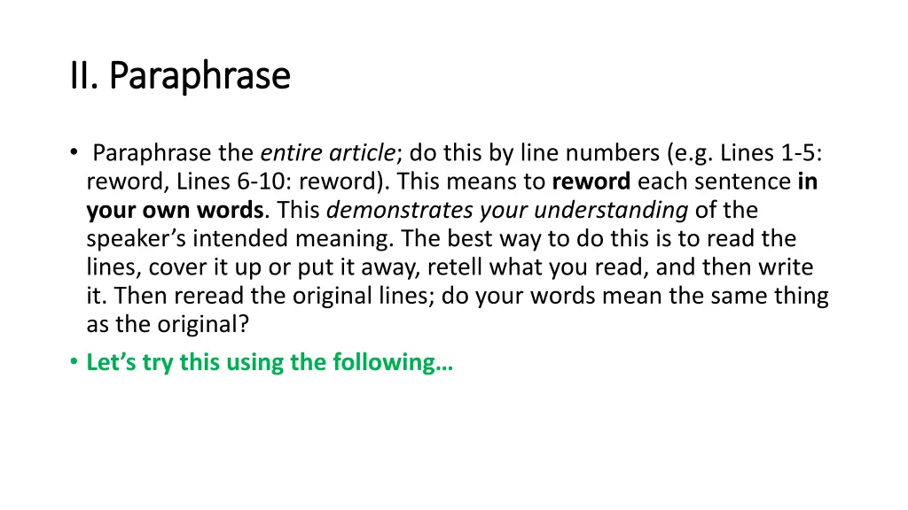 ii paraphrase ii paraphrase