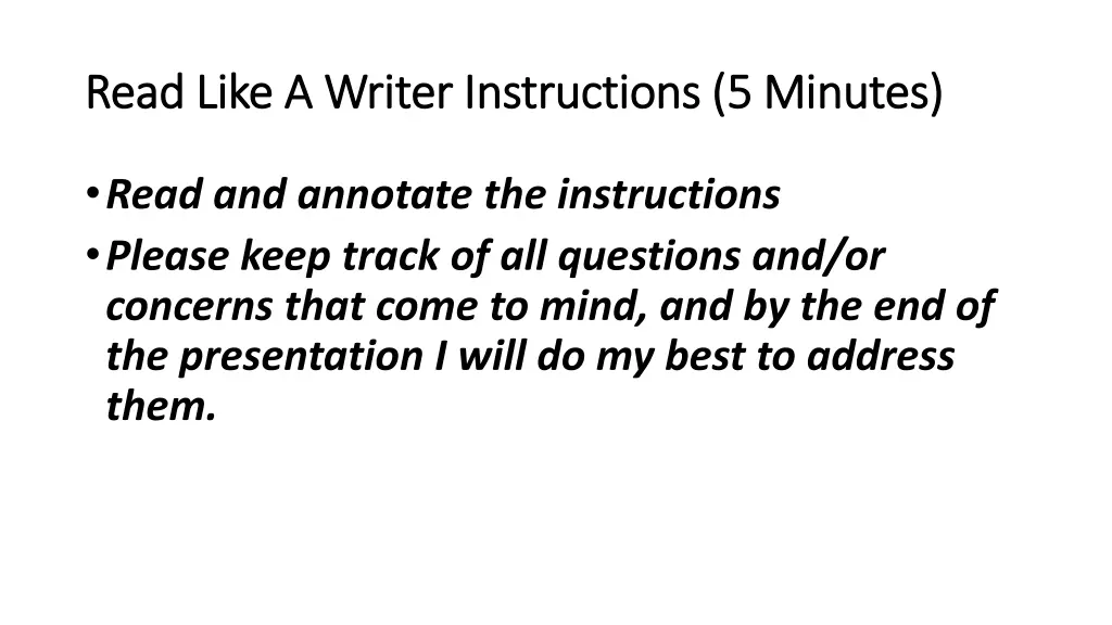 read like a writer instructions 5 minutes read