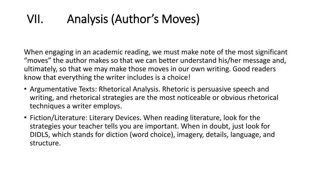 vii vii analysis author s moves analysis author