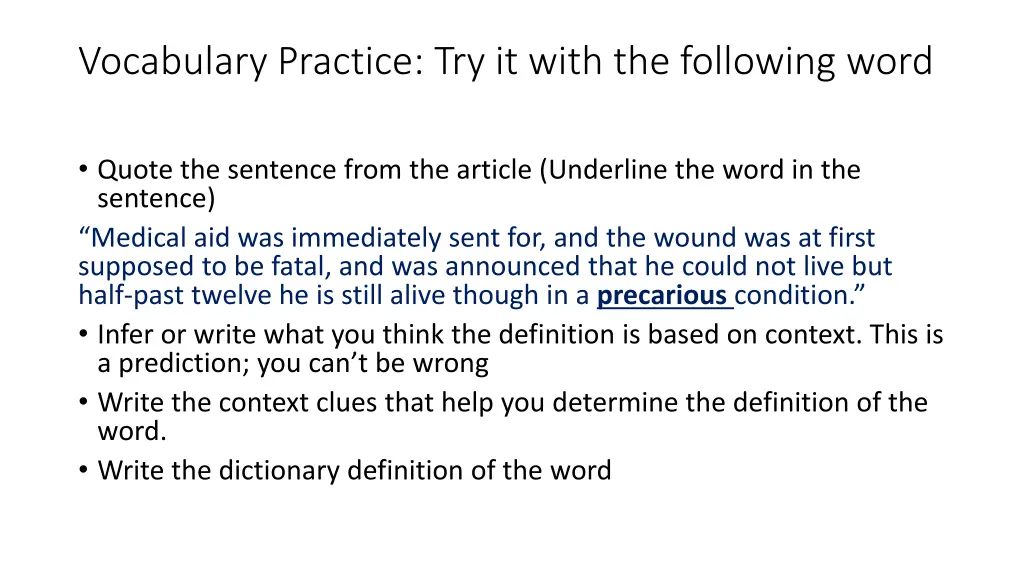 vocabulary practice try it with the following word