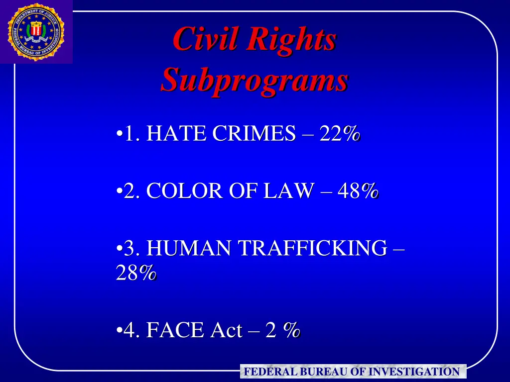 civil rights subprograms