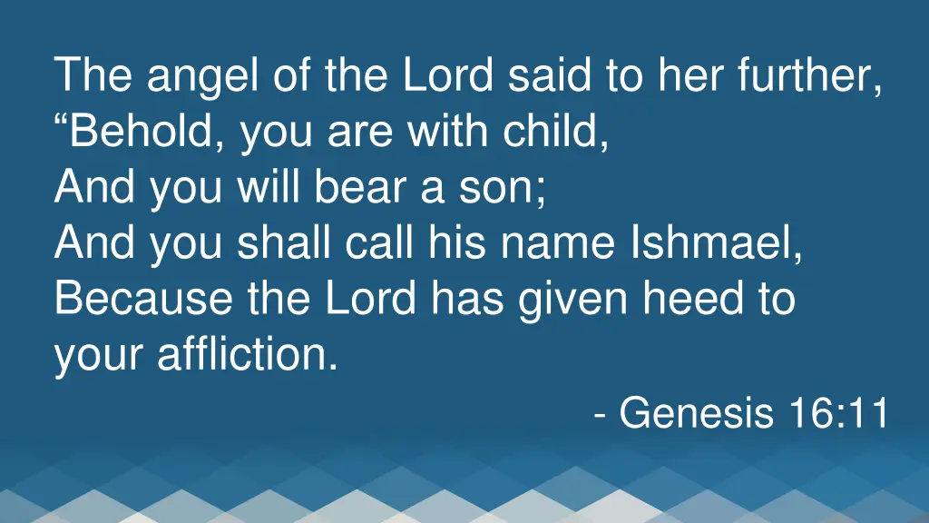 the angel of the lord said to her further behold