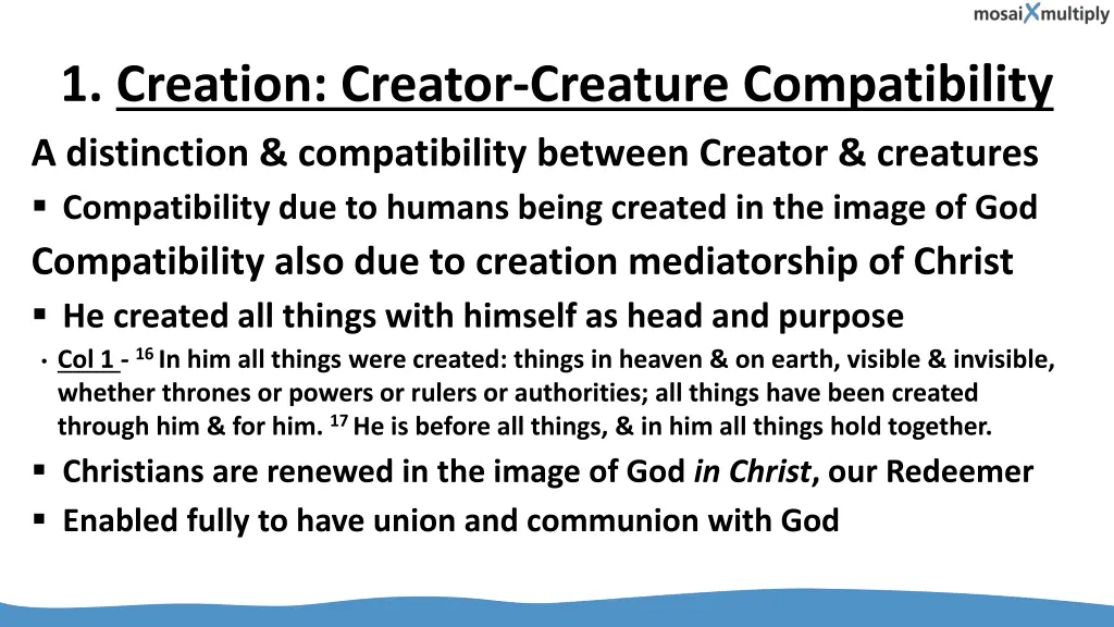 1 creation creator creature compatibility