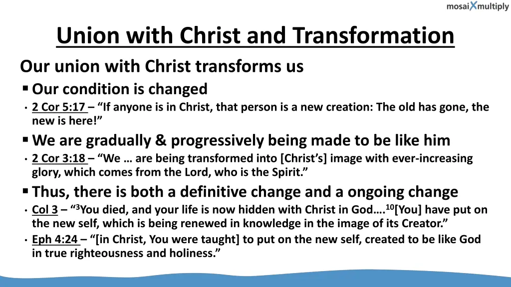 union with christ and transformation