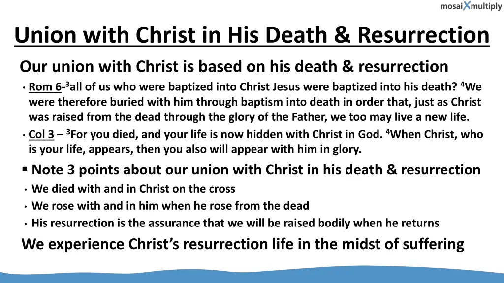 union with christ in his death resurrection
