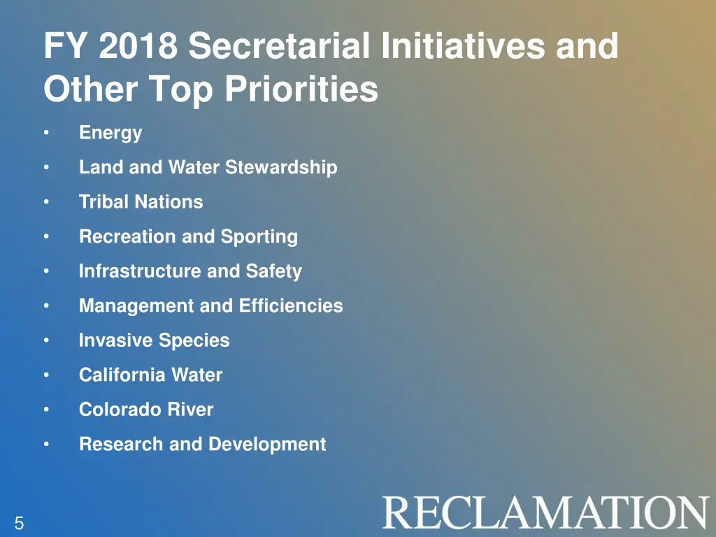 fy 2018 secretarial initiatives and other