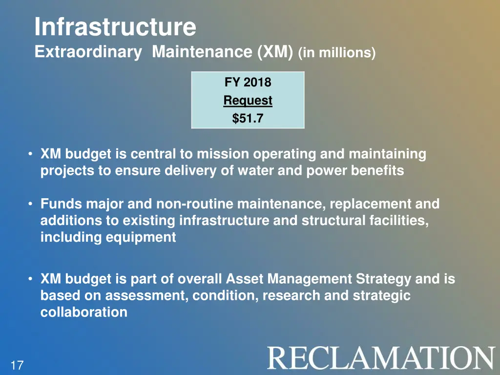 infrastructure extraordinary maintenance