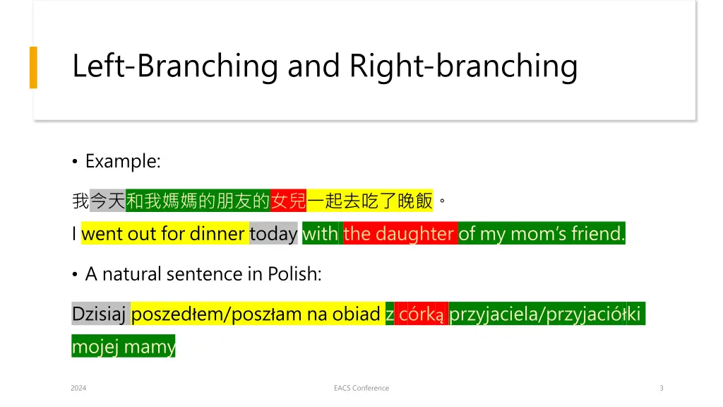 left branching and right branching