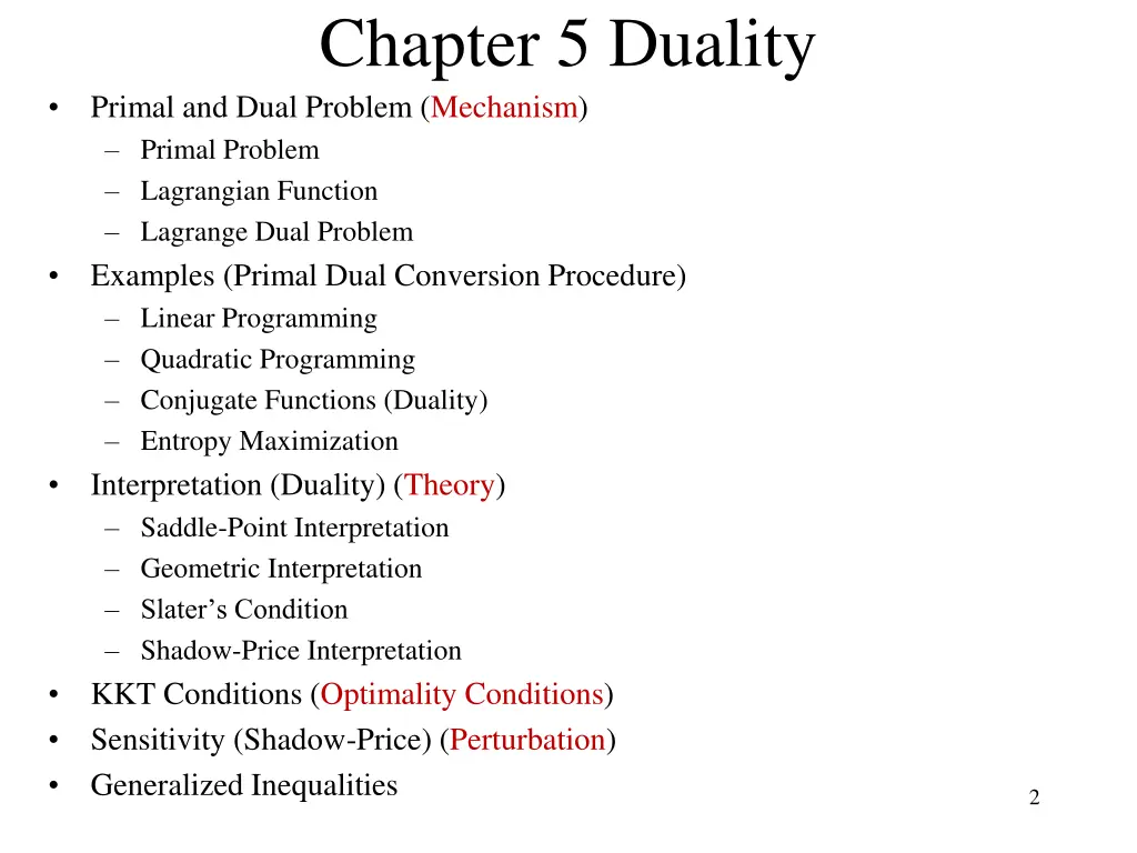 chapter 5 duality primal and dual problem