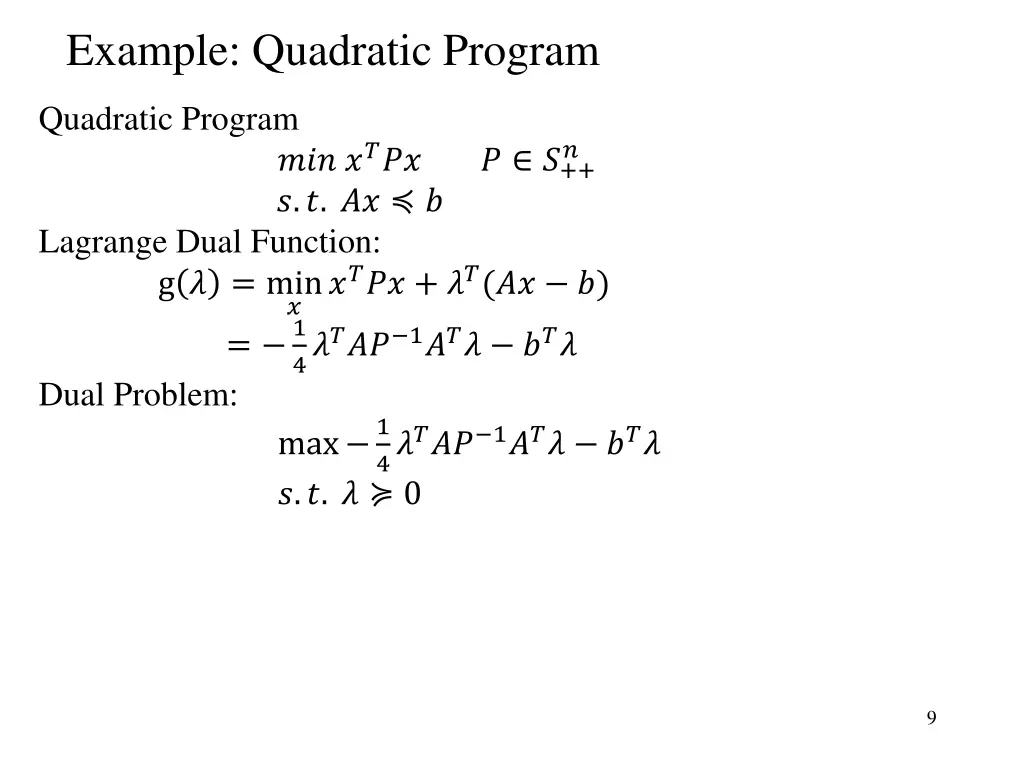 example quadratic program