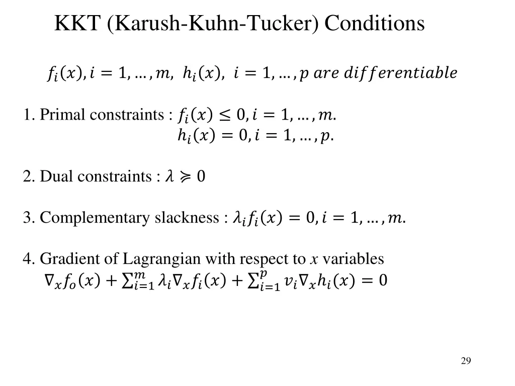 kkt karush kuhn tucker conditions