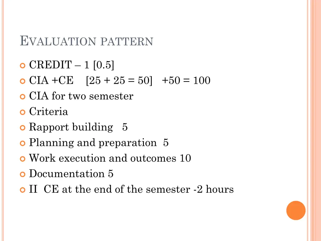 e valuation pattern