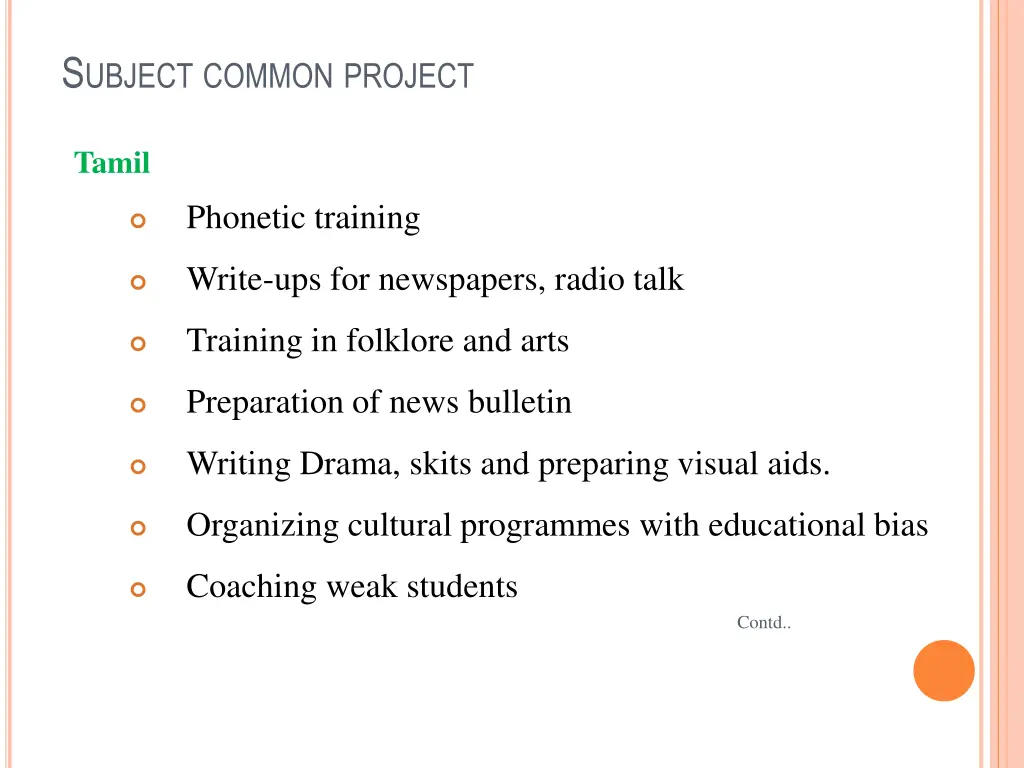 s ubject common project