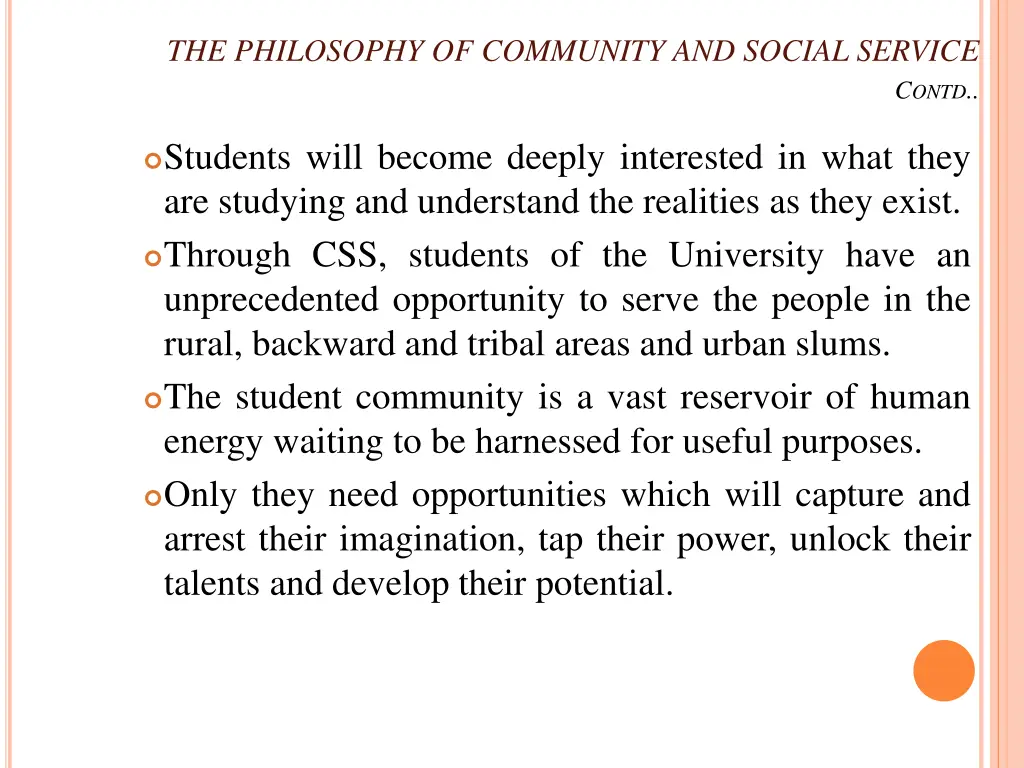 the philosophy of community and social service 1