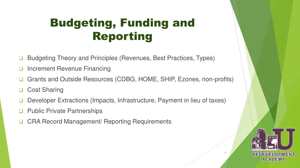 budgeting funding and reporting
