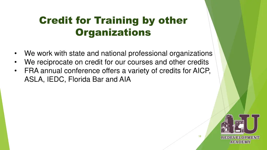 credit for training by other organizations