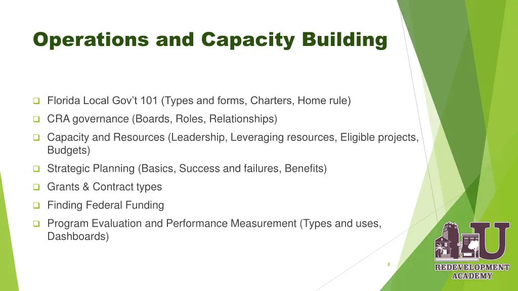 operations and capacity building
