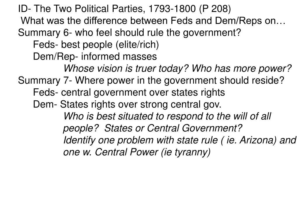 id the two political parties 1793 1800 p 208 what