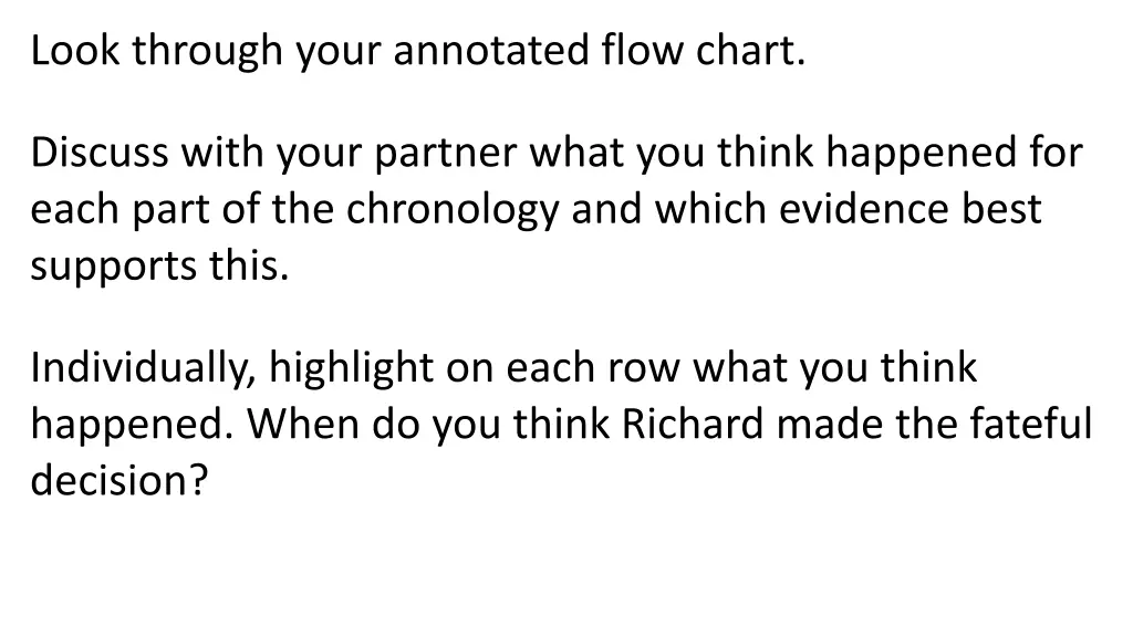 look through your annotated flow chart