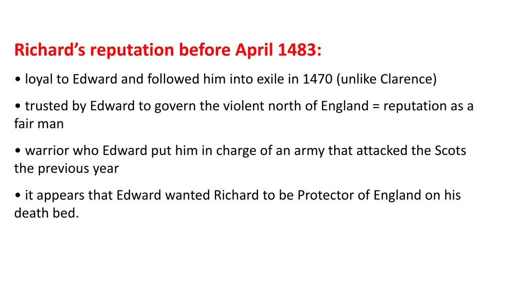 richard s reputation before april 1483