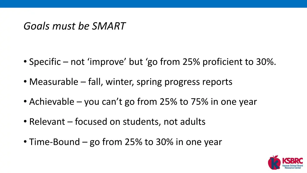 goals must be smart