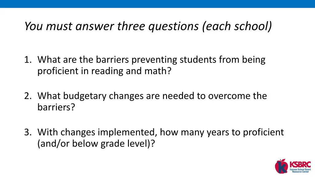 you must answer three questions each school