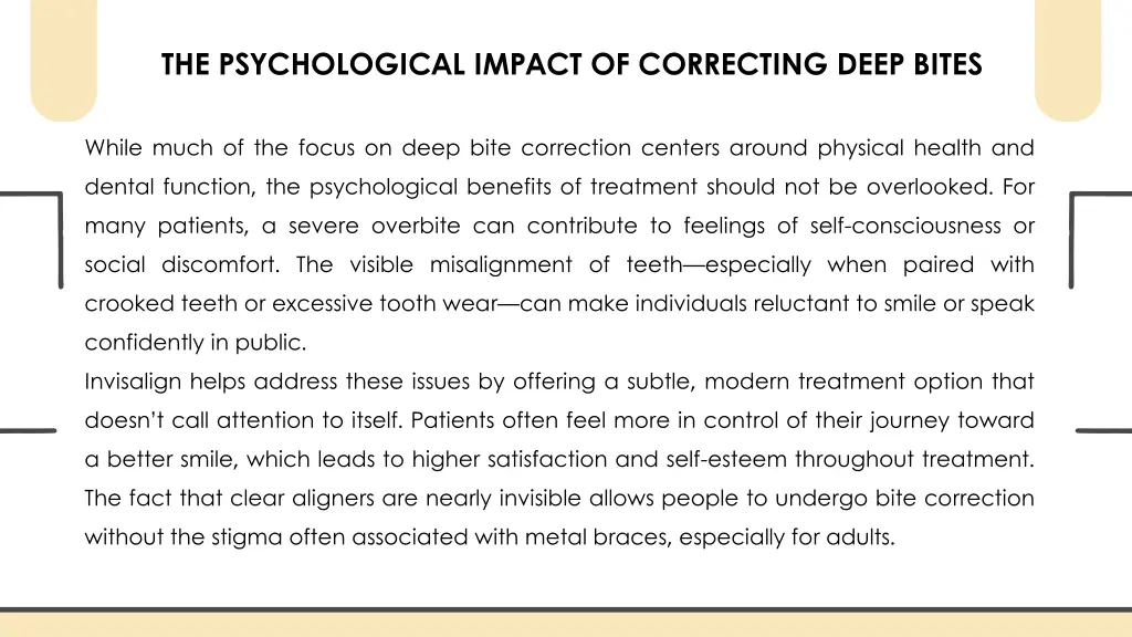the psychological impact of correcting deep bites