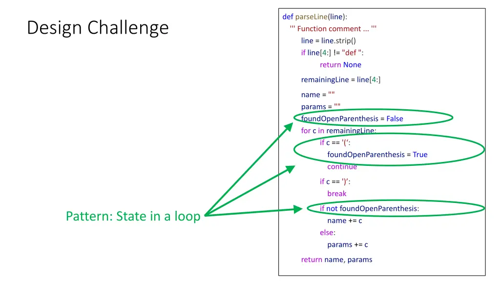 def parseline line function comment line line 1