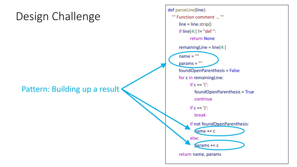 def parseline line function comment line line