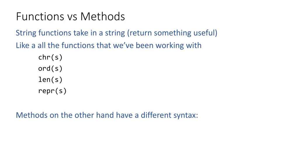 functions vs methods