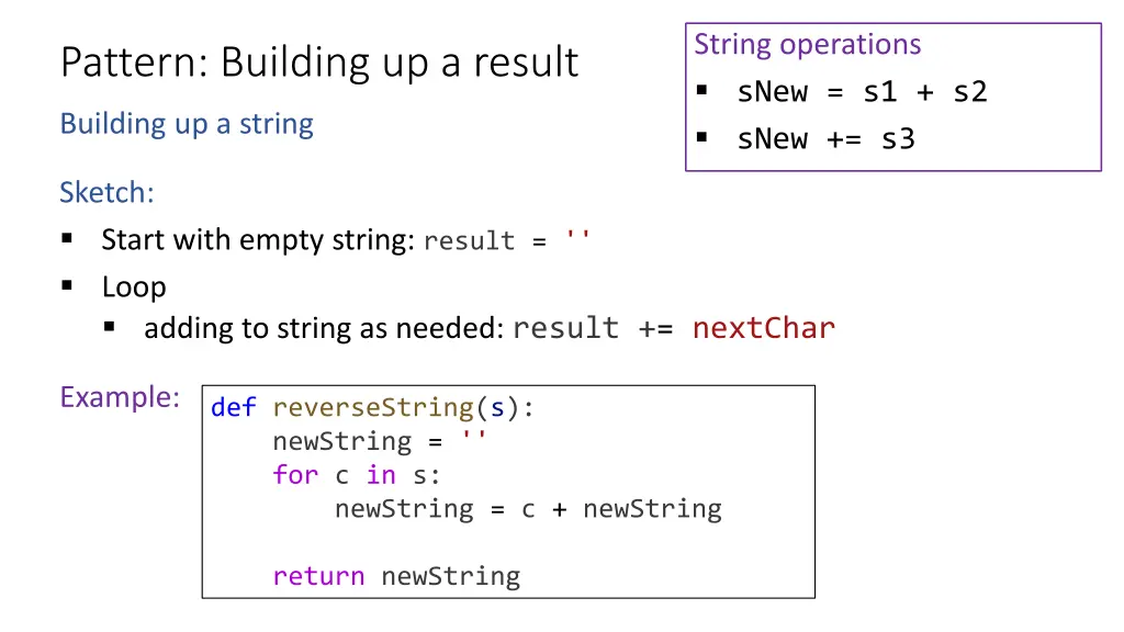 string operations snew s1 s2 snew s3 2