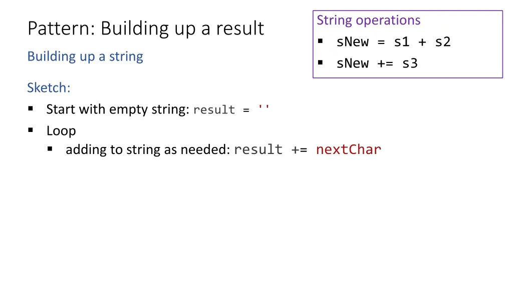 string operations snew s1 s2 snew s3