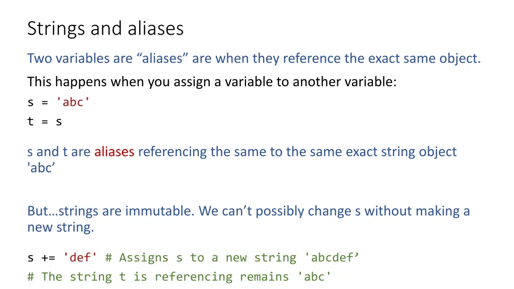 strings and aliases