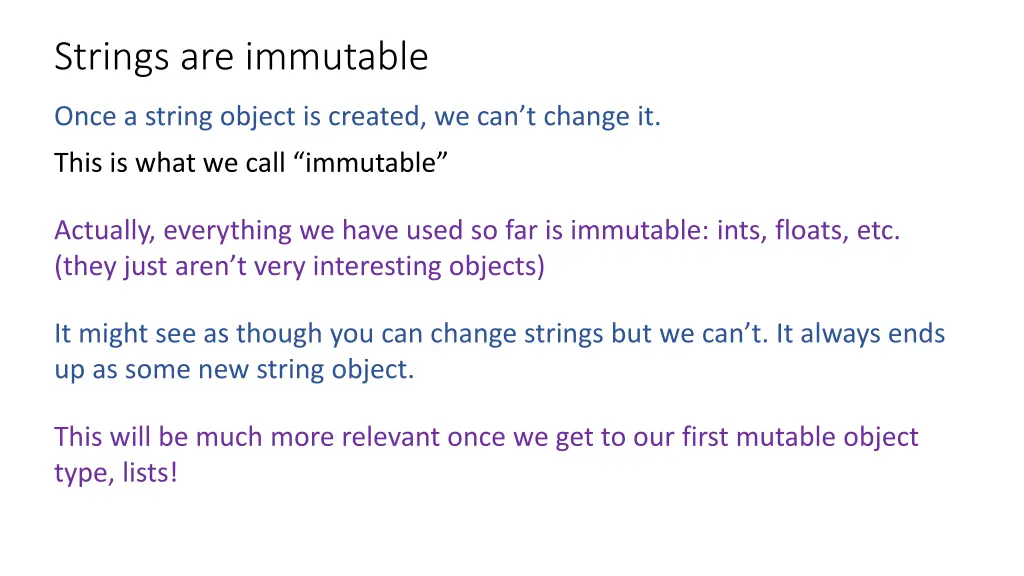 strings are immutable