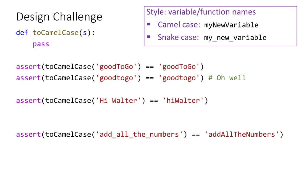 style variable function names camel case 1