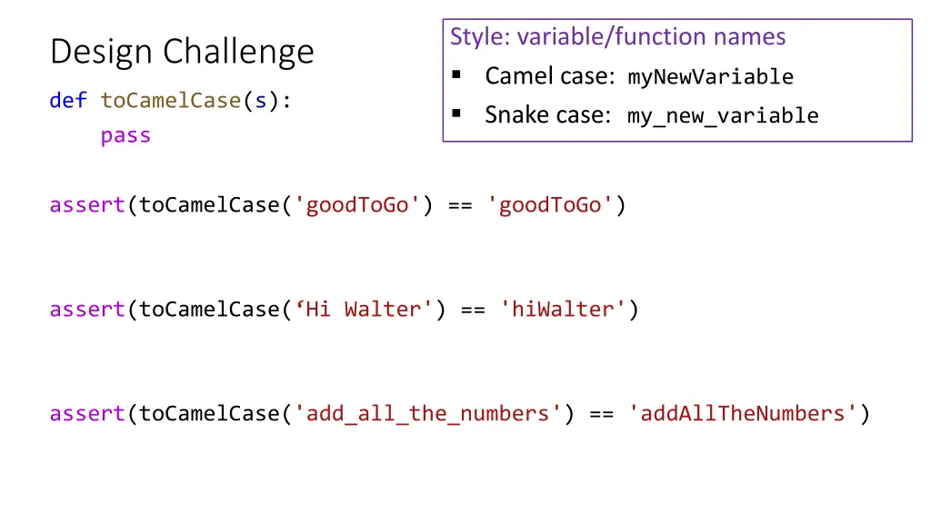 style variable function names camel case