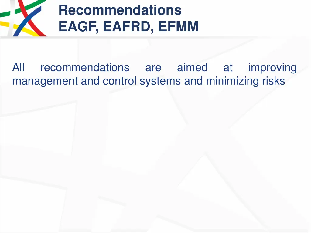 recommendations eagf eafrd efmm