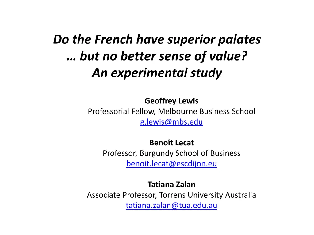 do the french have superior palates but no better