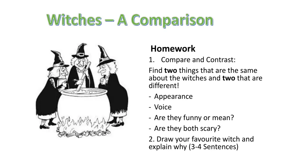 homework 1 compare and contrast find two things