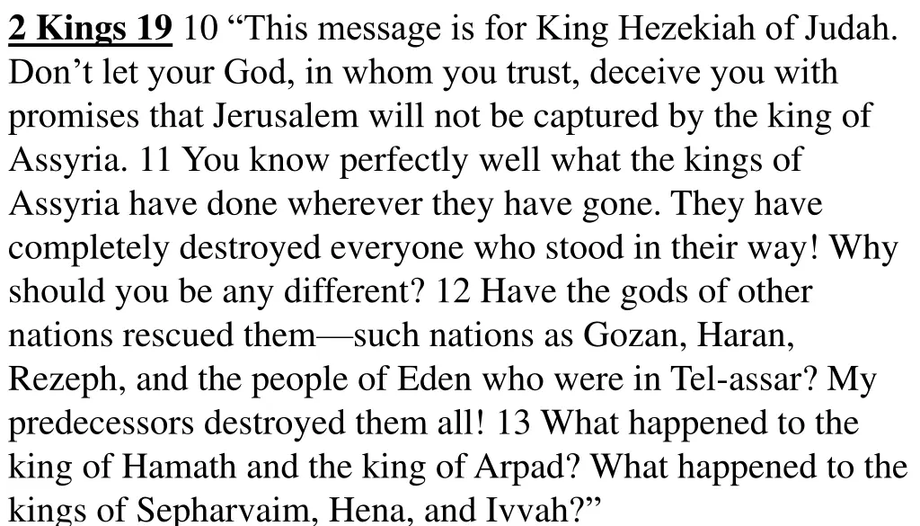 2 kings 19 10 this message is for king hezekiah