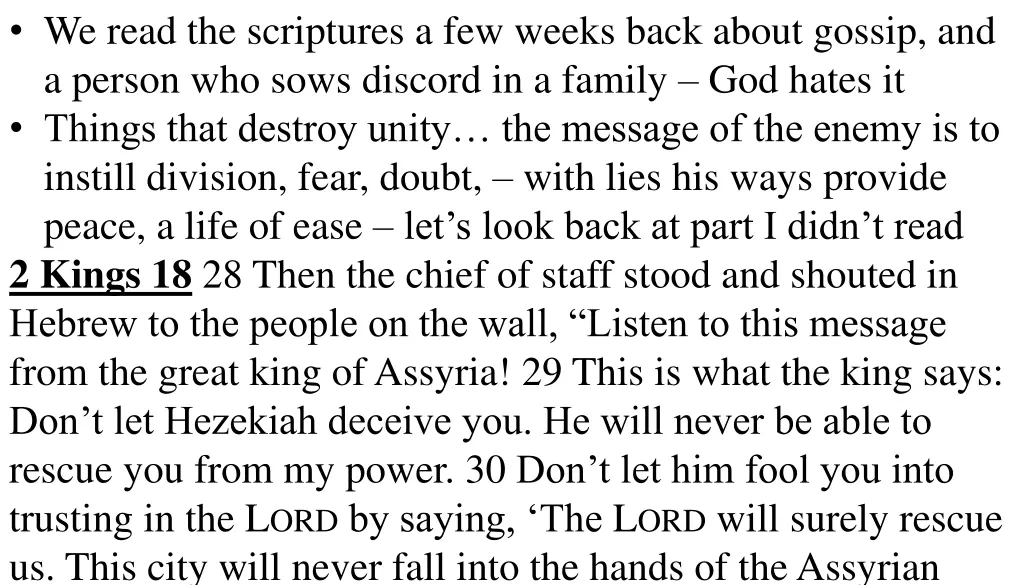 we read the scriptures a few weeks back about