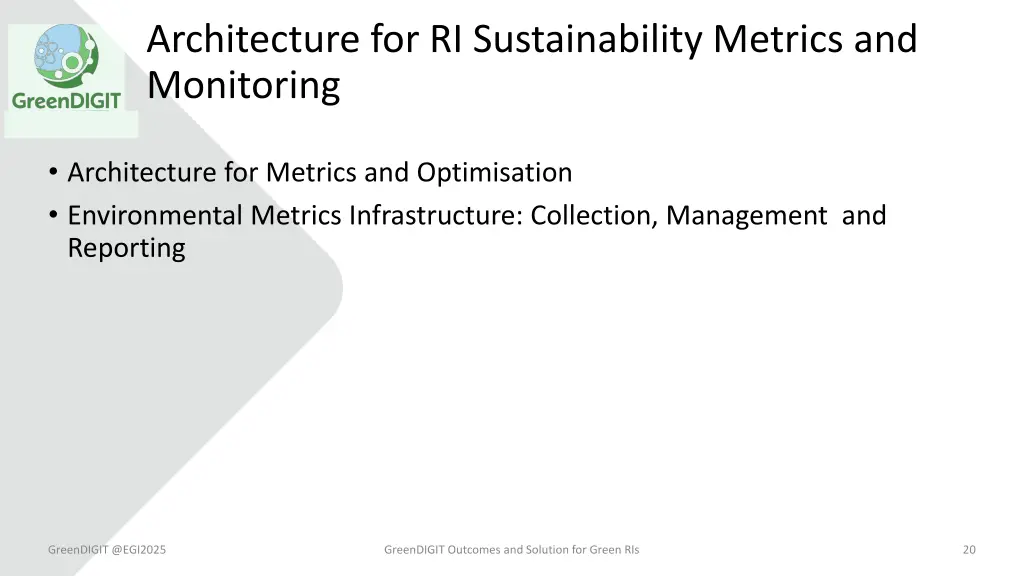architecture for ri sustainability metrics