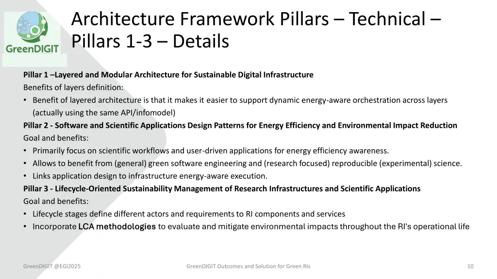 architecture framework pillars technical pillars