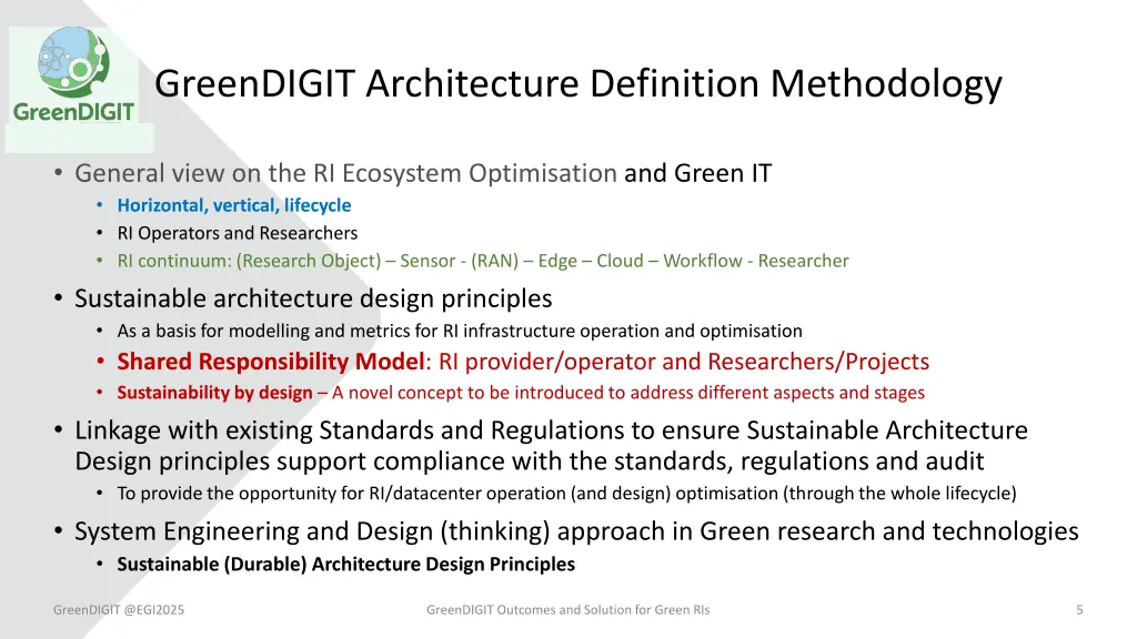 greendigit architecture definition methodology